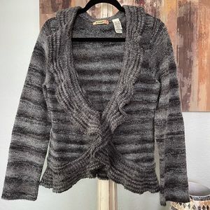 Wood Blend Striped Cardigan Sweater by Stamped 10 Size XL
